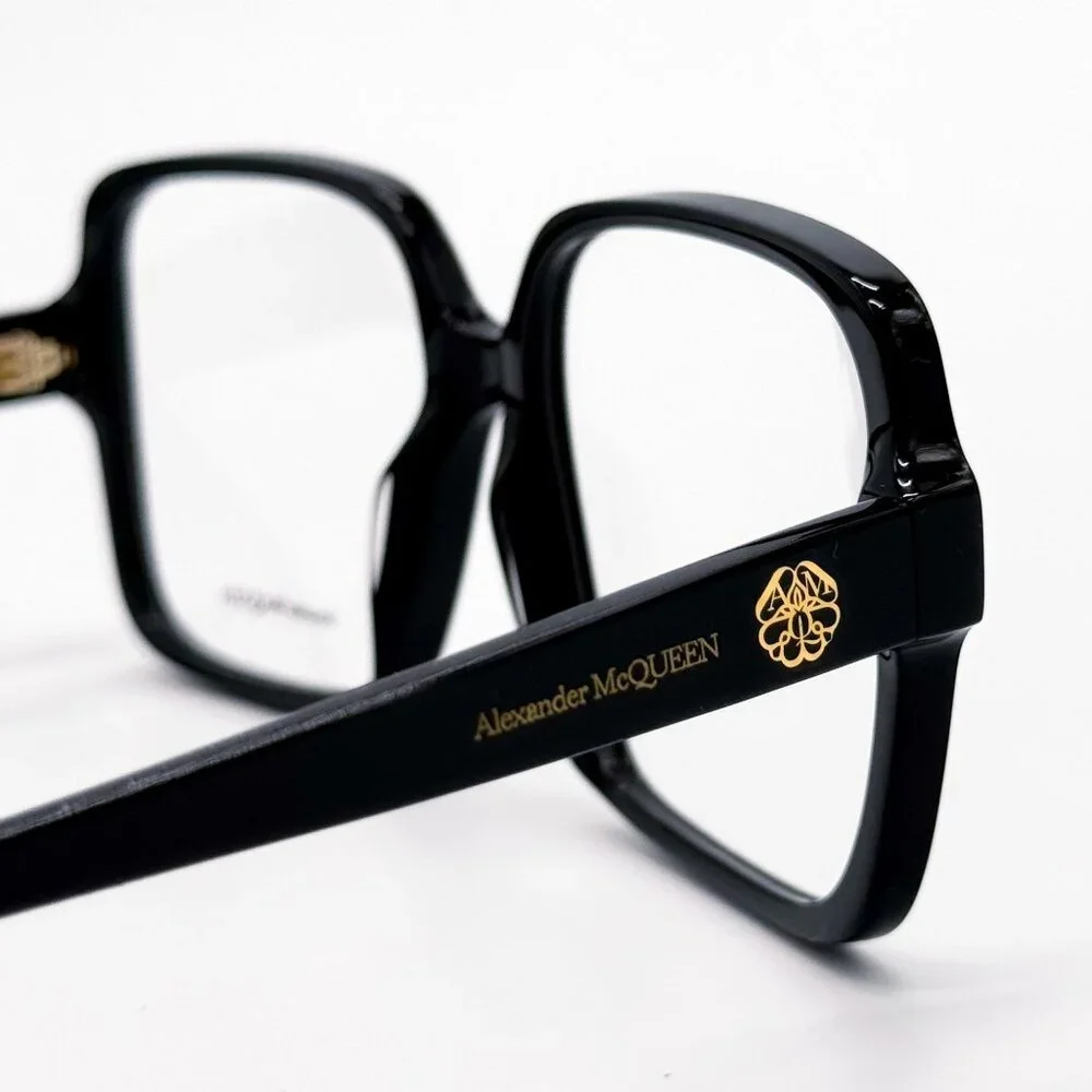 NEW ALEXANDER MCQUEEN EYEGLASSES AM0286O 001 SQUARE BLACK WOMEN EYEWEAR